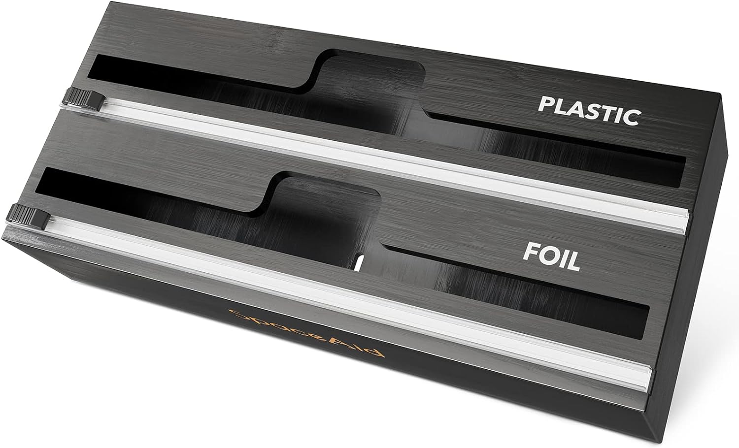 Wrap Organizer with Cutter and Labels, Plastic Wrap, Aluminum Foil and Wax Bamboo Dispenser, Storage Organization Holder -2 in 1 (12 Wrap Organizer with Cutter and Labels, Plastic Wrap, Aluminum Foil and Wax Bamboo Dispenser, Storage Organization Holder -2 in 1 (12